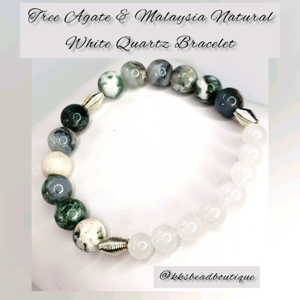 Tree Agate & Malaysia Natural White Quartz